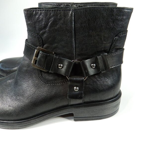 GEOX Respira Catria Motorcycle Biker Ankle Boots Size 8.5 Black Leather NEW - Picture 7 of 16